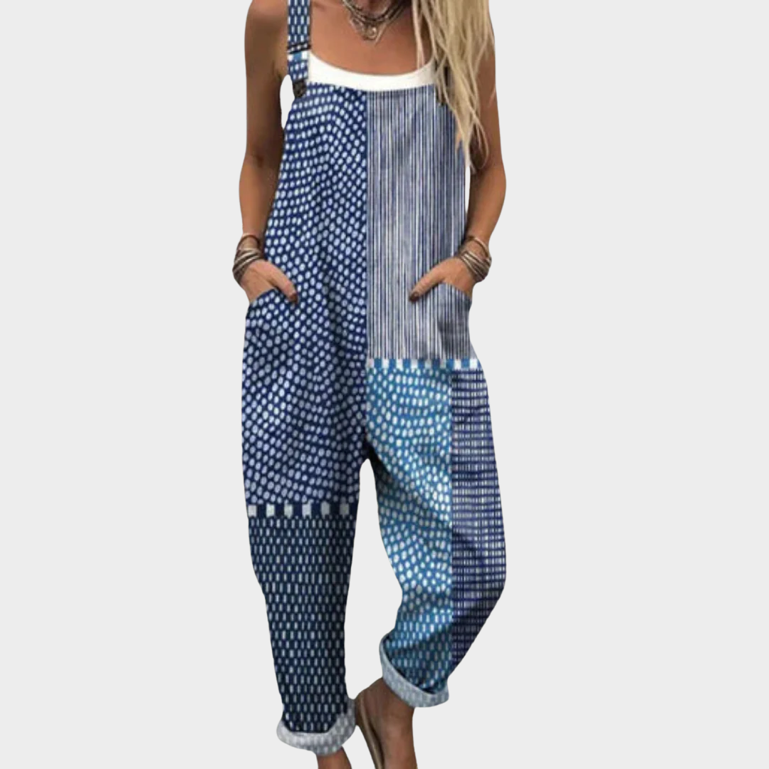 Kombinezon Niebieskie kropki i paski – patchwork