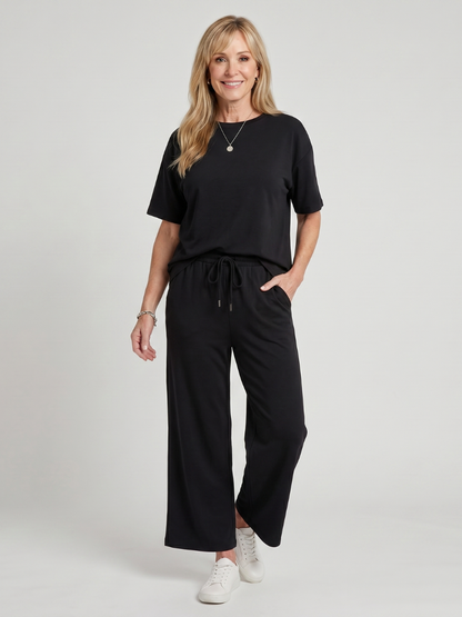 Wihel | Conjunto de manga corta con cintura de cordón y pantalón de pierna recta