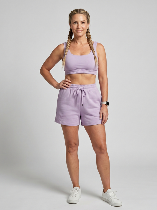Lysem | Top corto sin mangas con escote en U y conjunto de shorts