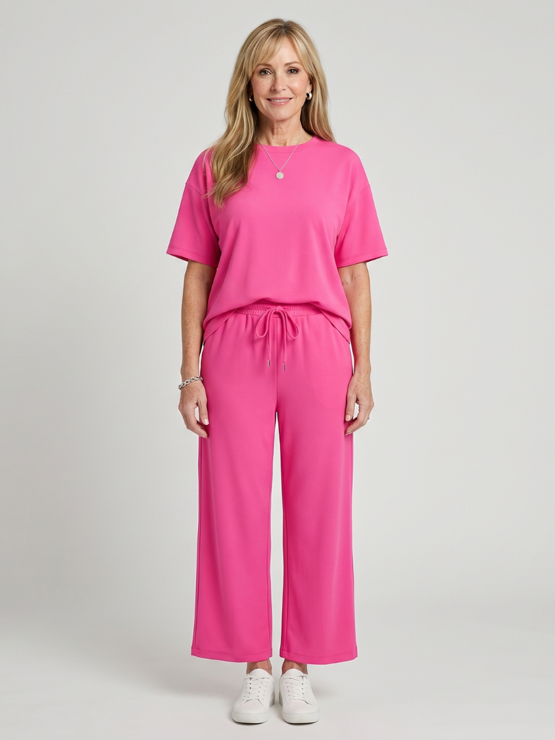 Wihel | Conjunto de manga corta con cintura de cordón y pantalón de pierna recta