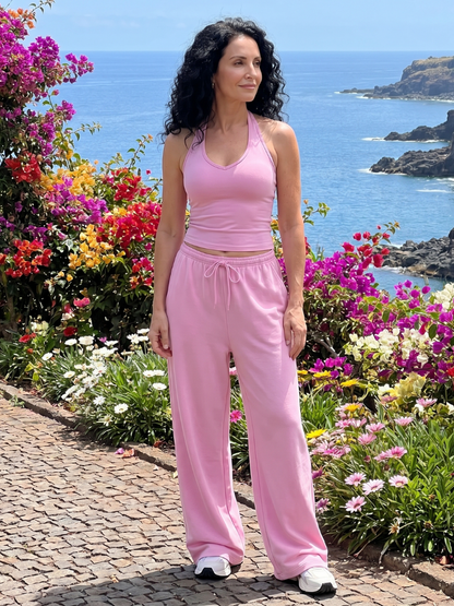 Helena | Top sin mangas con escote redondo y pantalones de pierna ancha