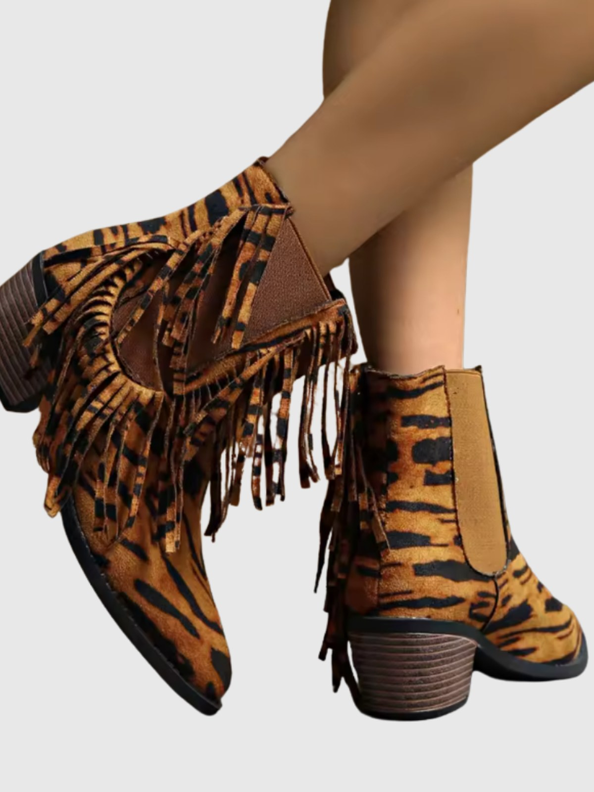 OLIVINE | FRINGE SUEDE ANKLE BOOTS