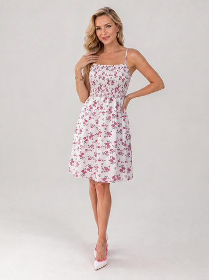 Rosabelle | Vestido de largo midi con tirantes finos y estampado floral