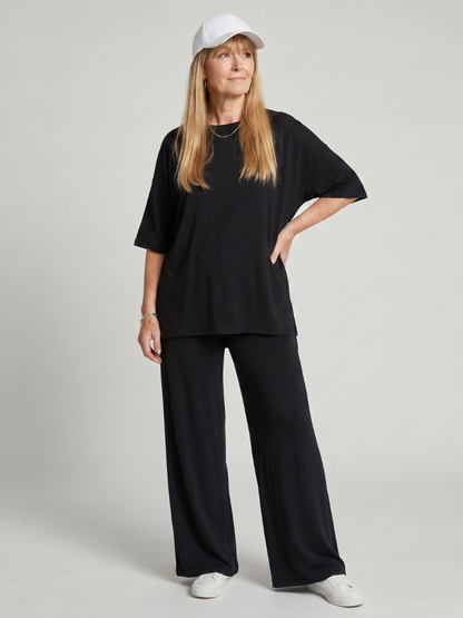 Ramse | Conjunto de top oversize de manga corta y pantalones de pierna ancha