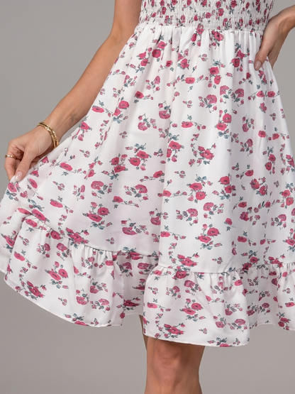 Rosabelle | Vestido de largo midi con tirantes finos y estampado floral