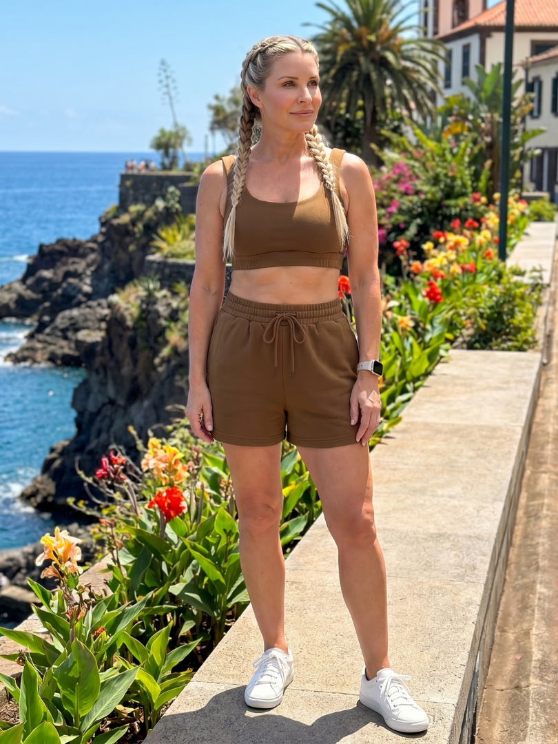 Lysem | Top corto sin mangas con escote en U y conjunto de shorts