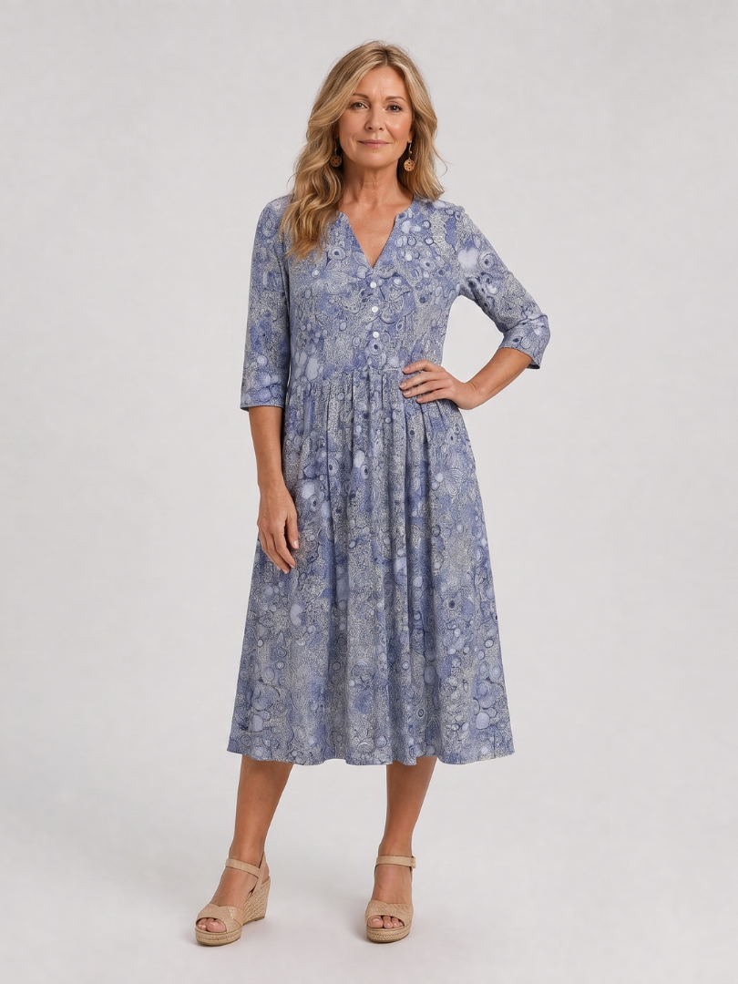 Picao | Vestido midi vintage con manga 3/4 y detalle frontal