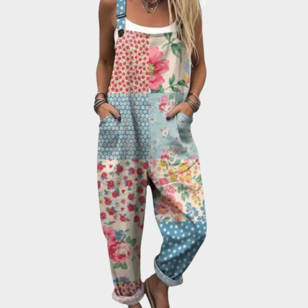 Kombinezon Różowe kwiaty – patchwork