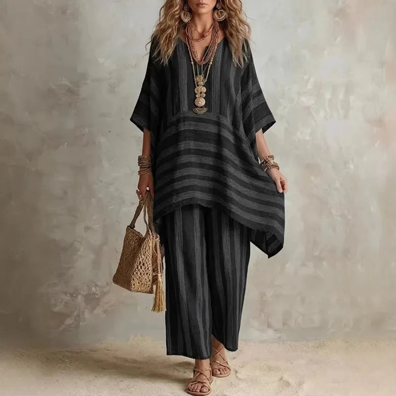 Radka | Dwuczęściowy komplet boho w paski