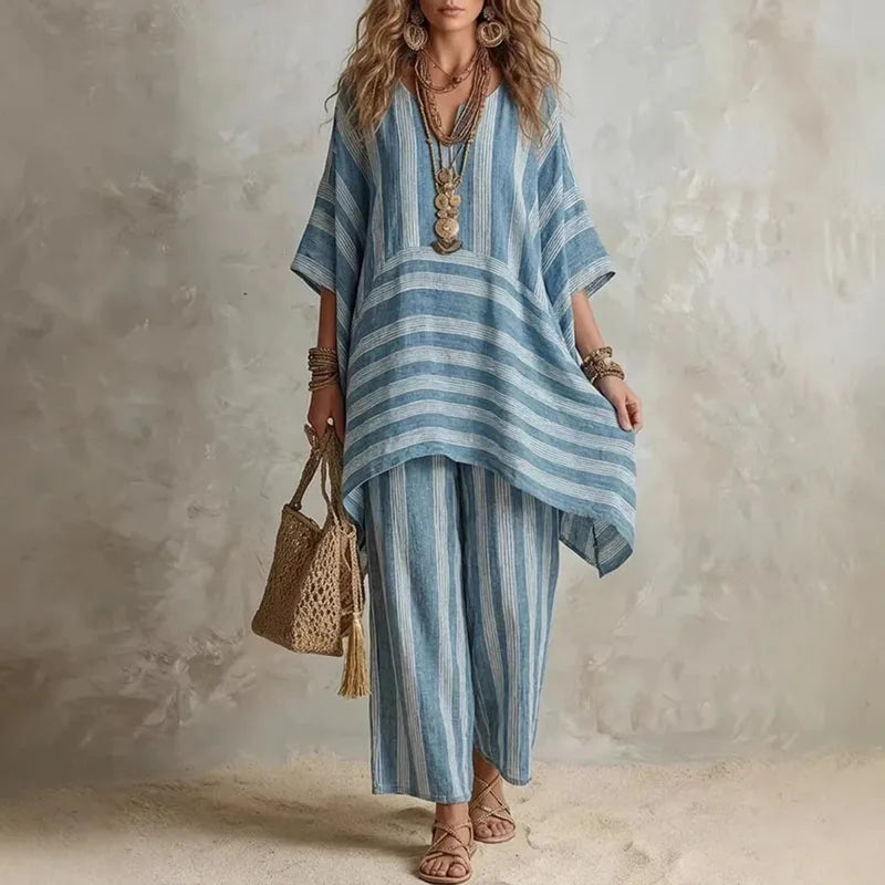 Radka | Dwuczęściowy komplet boho w paski