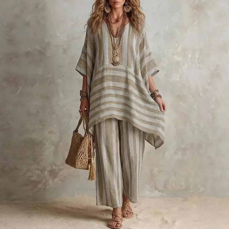 Radka | Dwuczęściowy komplet boho w paski