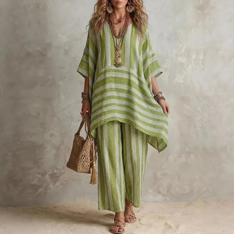 Radka | Dwuczęściowy komplet boho w paski