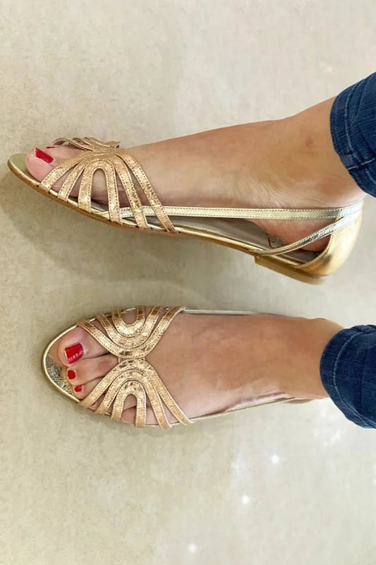 Damskie złote sandały eleganckie – Anna Marie